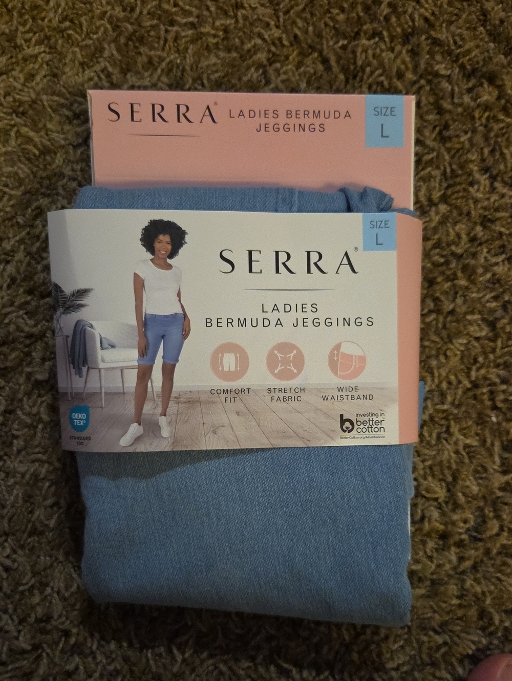 Serra Ladies Bermuda Jeggings in Light Blue